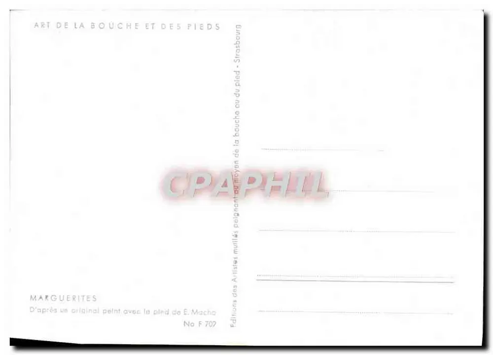 Margaridas — buquê em um vaso azul — Éditions des Artistes Mutilés, Strasbourg, No F 709 - Verso
