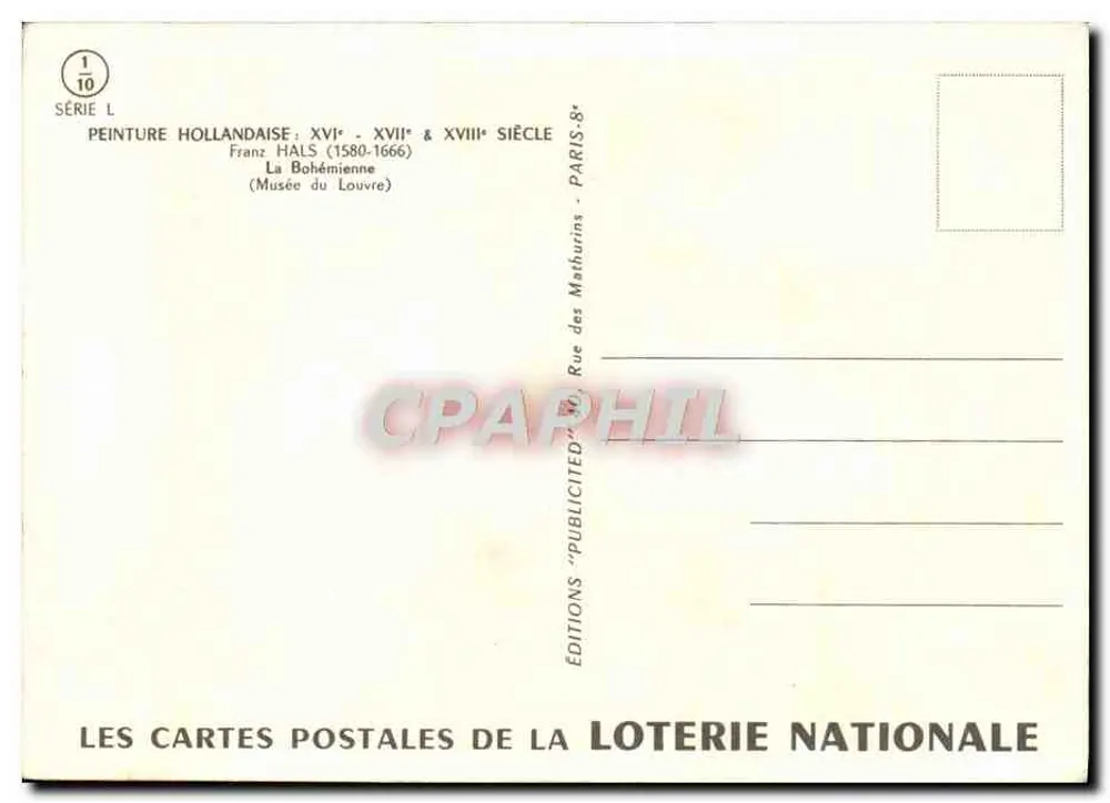 A Bohêmia — Franz Hals (1580-1666) — Éditions Loterie Nationale - Verso
