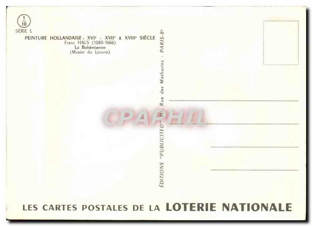 Retrato de mulher — A Bohêmia — Éditions de la Loterie Nationale, Série L - Verso