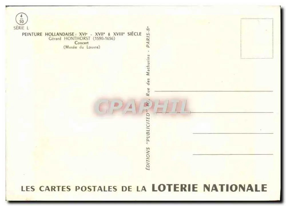 Konzert — Gérard Honthorst (1590-1656) — Éditions de la Loterie Nationale - Rückseite