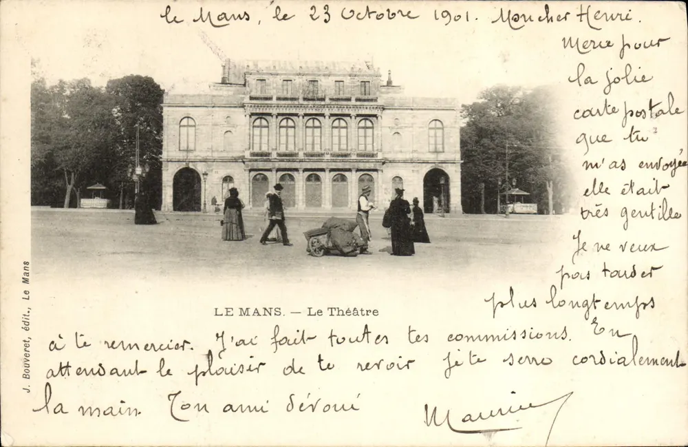 Le Mans — Vista do Teatro — J. Bouveret, editor, Le Mans - Frente