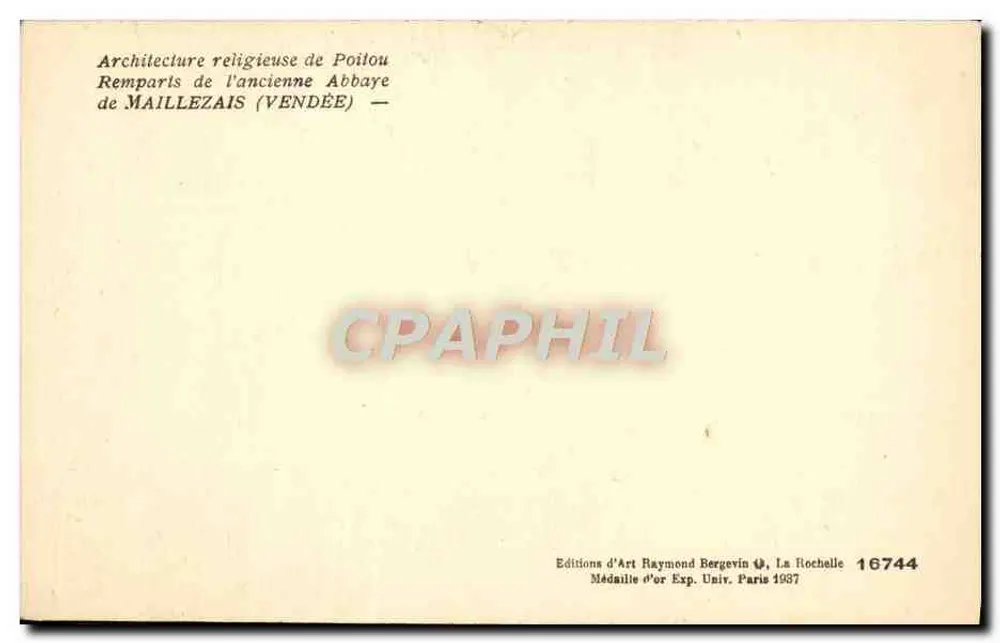 Wälle der alten Abtei Maillezais — Vendée — Editions d'Art Raymond Bergevin - Rückseite