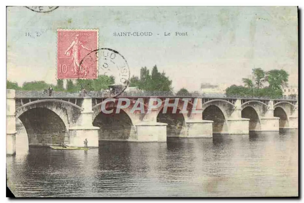 Saint-Cloud - Le Pont — pont en pierre à arches sur la Seine, éditeur H. L. - Awers