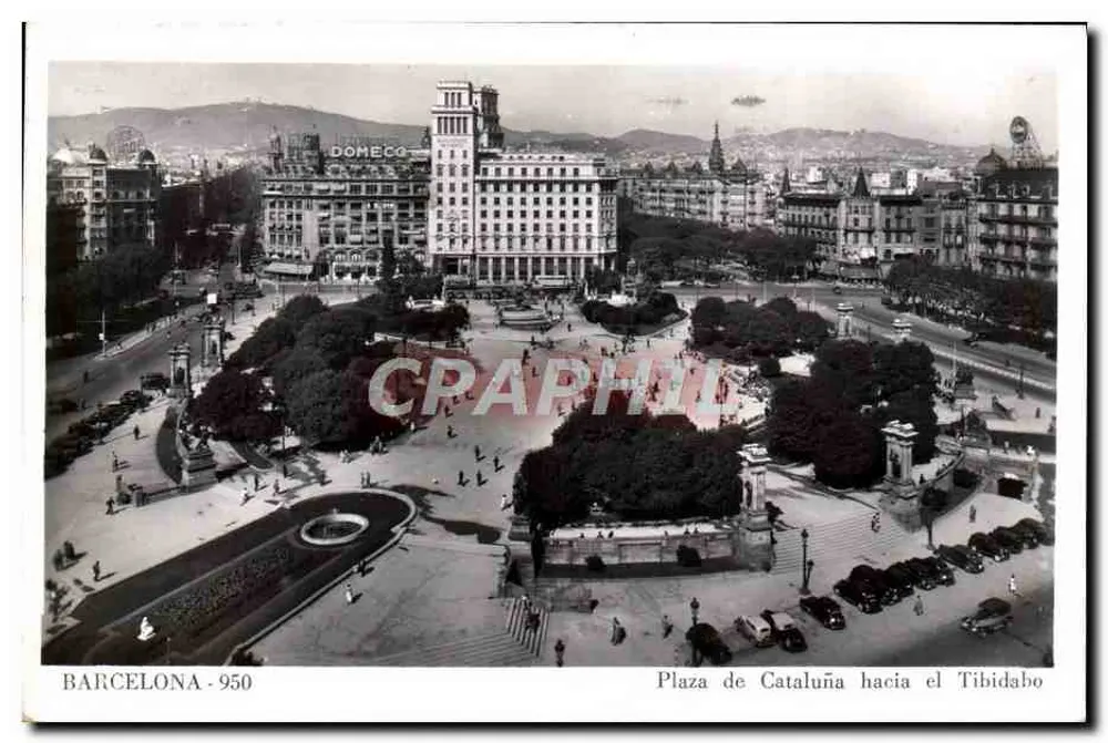 Plaza de Cataluña — vue vers Tibidabo — éditeur inconnu, n° de série 950 - Recto