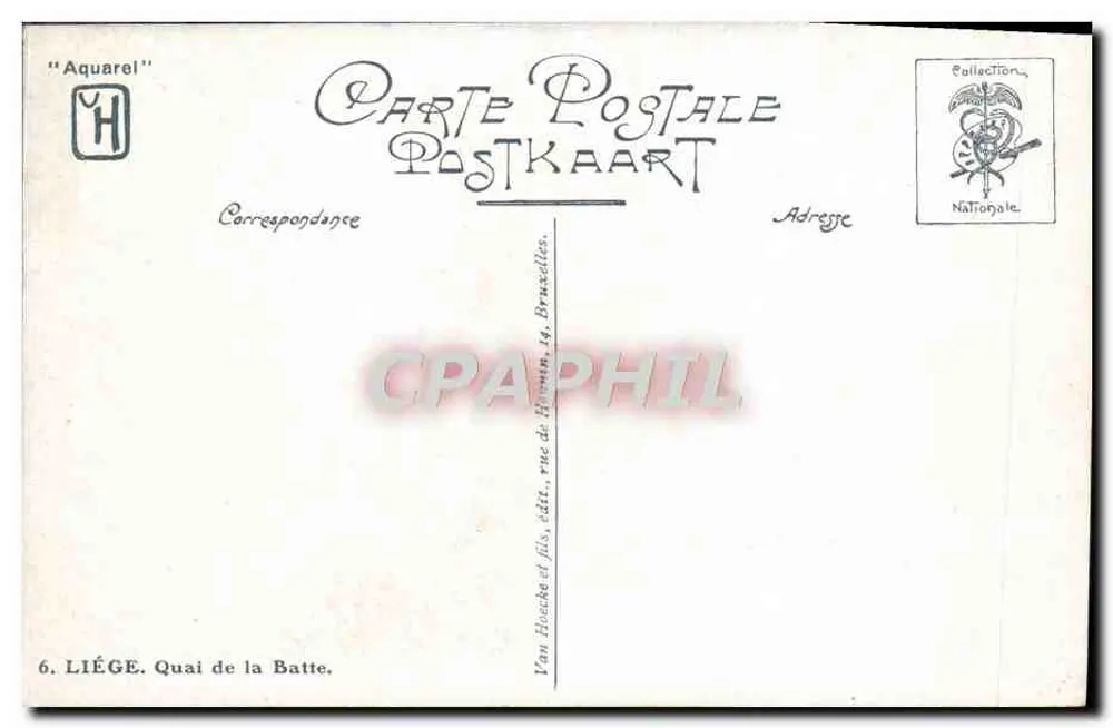 Liège — Quai de la Batte — Van Boeche e filhos, editor, rue de Hymmen, 14, Bruxelas - Verso