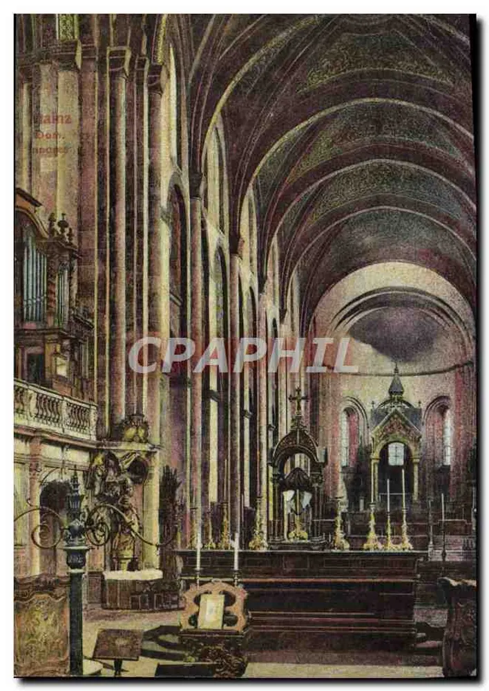 Innenansicht des Doms von Bamberg — Blick auf die Apsis und das Orgel — Verlag R. 1922 - Vorderseite