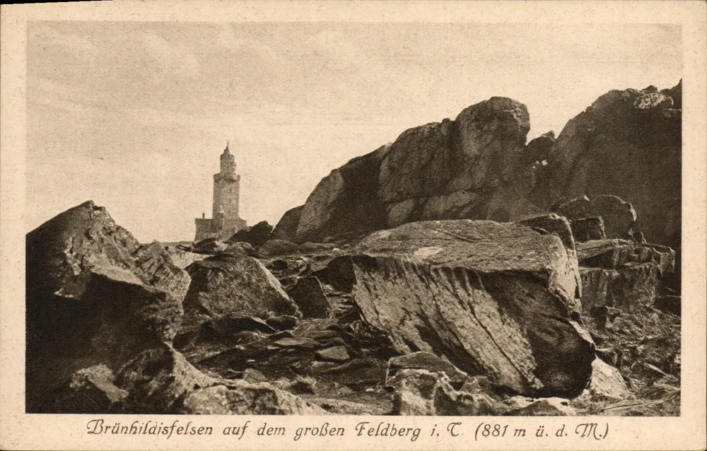 Brünhildisfelsen auf dem großen Feldberg in T. (881 m ü. d. M.) — Verlag Jaroba Kusturatah, Frankfurt a. M., Seriennummer 11 - Vorderseite