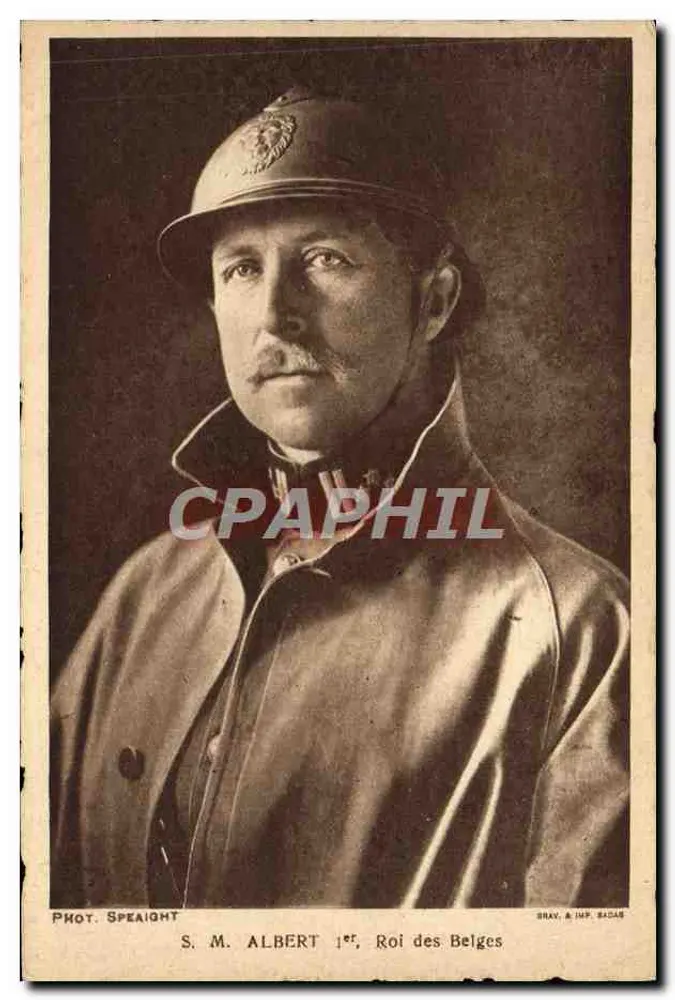 S.M. Albert I, König der Belgier — Portrait im Uniform — Brav & Imp. Sadas - Vorderseite