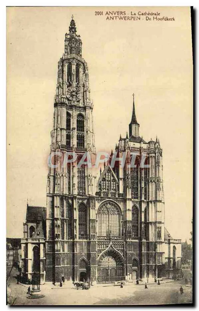 Anvers - A Catedral — vista da fachada e da torre — Henri Georges, Bruxelas - Frente