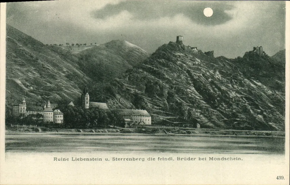 Ruine von Liebenstein und Sterrenberg im Licht des Mondes — Brüder bei Mondschein — Universal Postal Union, Nr. 439 - Vorderseite