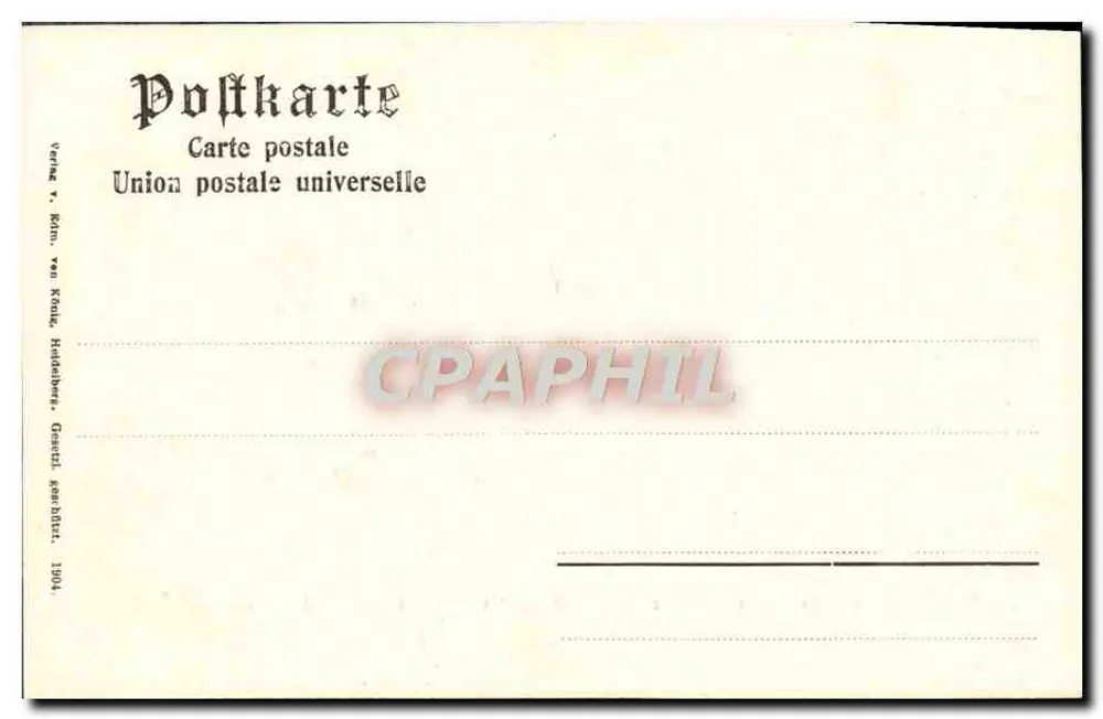 Ruine von Liebenstein und Sterrenberg im Licht des Mondes — Brüder bei Mondschein — Universal Postal Union, Nr. 439 - Rückseite