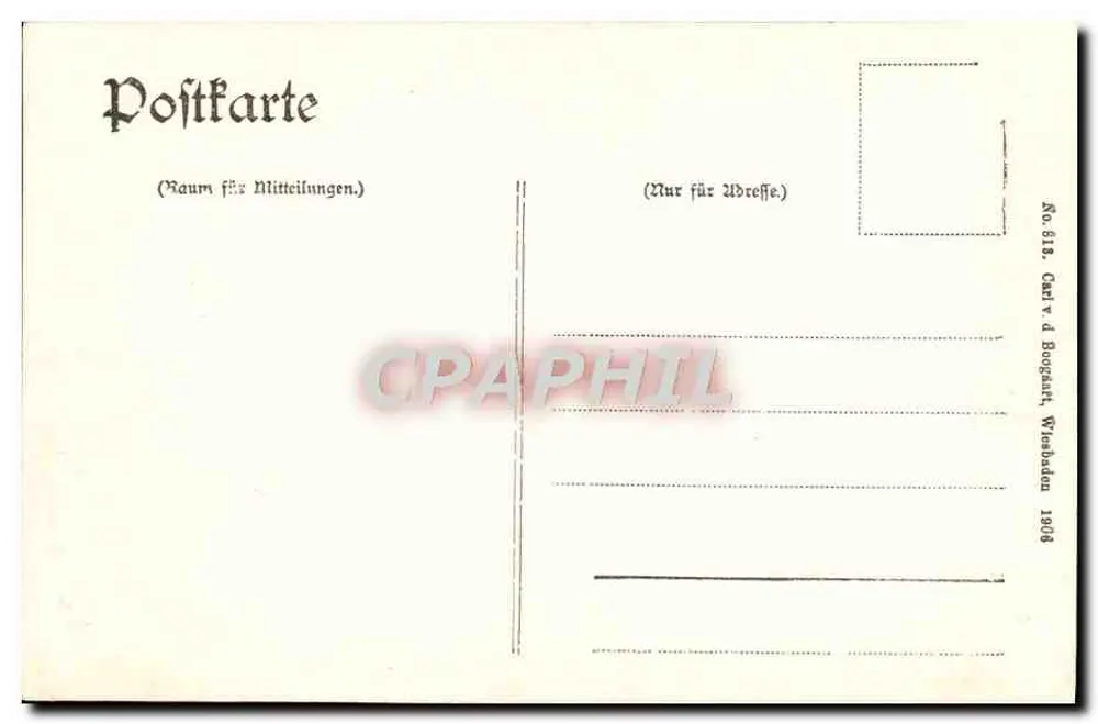 Wiesbaden — Teil des Nerotal mit Beausite und Nerobergbahn — Carte d'Boogkurt, Nr. 618 - Rückseite