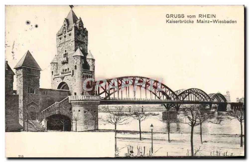 Kaiserbrücke — Metallbrücke über den Rhein — Mainz-Wiesbaden, unbekannter Verlag, n° 210 - Vorderseite