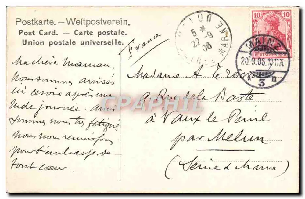 Kaiserbrücke — Metallbrücke über den Rhein — Mainz-Wiesbaden, unbekannter Verlag, n° 210 - Rückseite