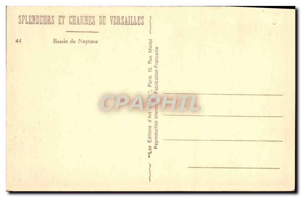 Neptunbecken — Versailles — Éditions d'Art Yvon - Rückseite