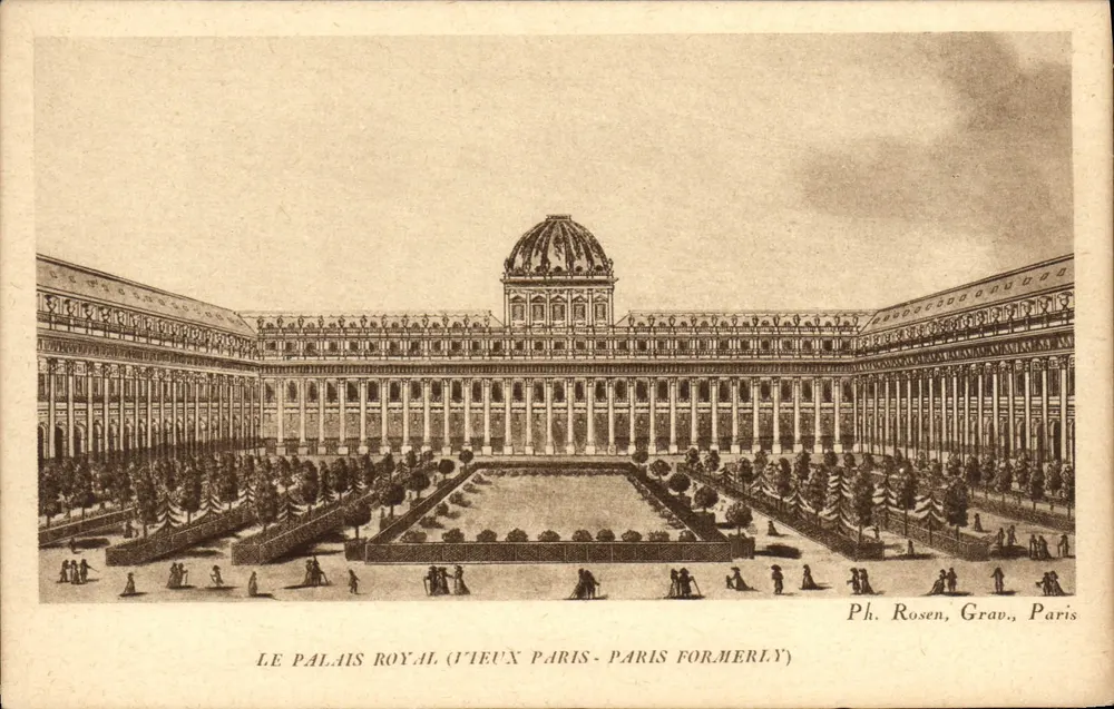 O Palácio Real (J'IEUX PARIS - PARIS FORMERLY) — gravura de Ph. Rosen, Paris - Frente