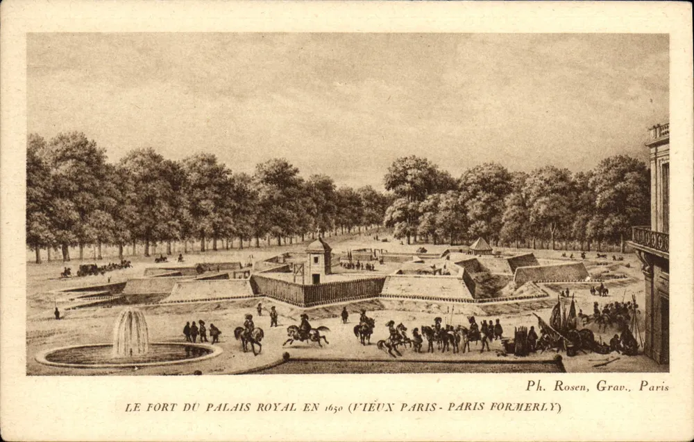 Der Palasthof des Palais Royal im Jahr 1650 — Kupferstich von Ph. Rosen — Paris - Vorderseite