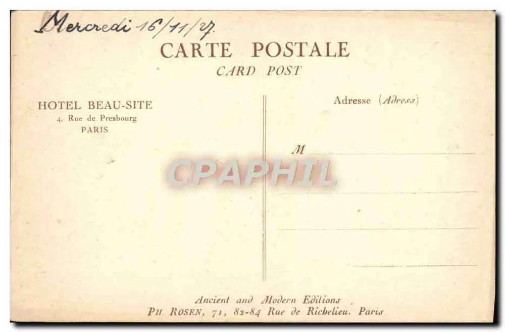 De Triumphale Boog — Place de l'Étoile — Ph. Rosen, Grav., Parijs - Achterkant