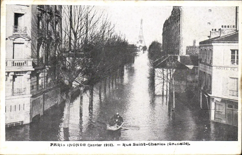 Paris überschwemmt (Januar 1910) — Rue Saint-Charles (Grandeelle) — unbekannte Ausgabe - Vorderseite
