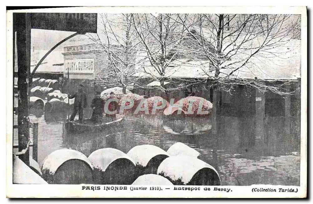 Paris inundado (janeiro de 1910) — Armazém de Bercy — Loury & Guiraub - Frente