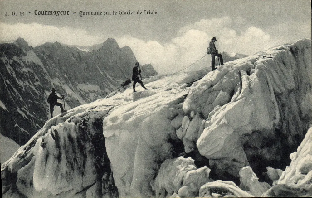 Courmayeur — Karawanen auf dem Triole-Gletscher — J. B. 64 - Vorderseite