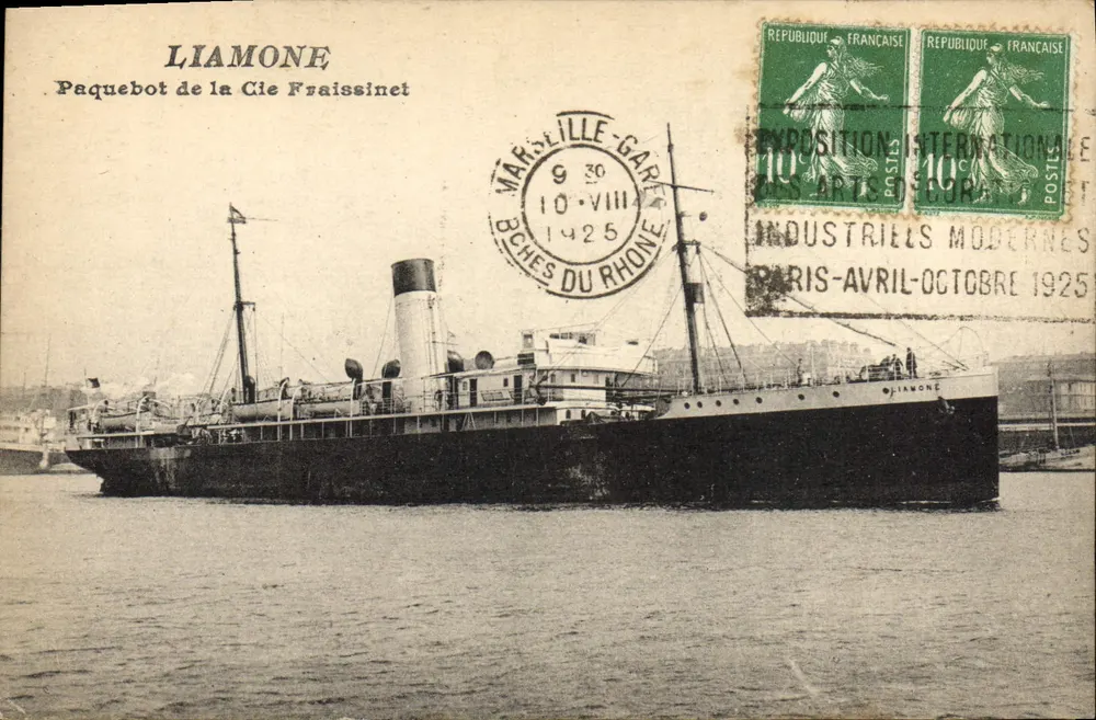 Liamone — Dampfer der Compagnie Fraissinet — Marseille, 10. August 1925 - Vorderseite