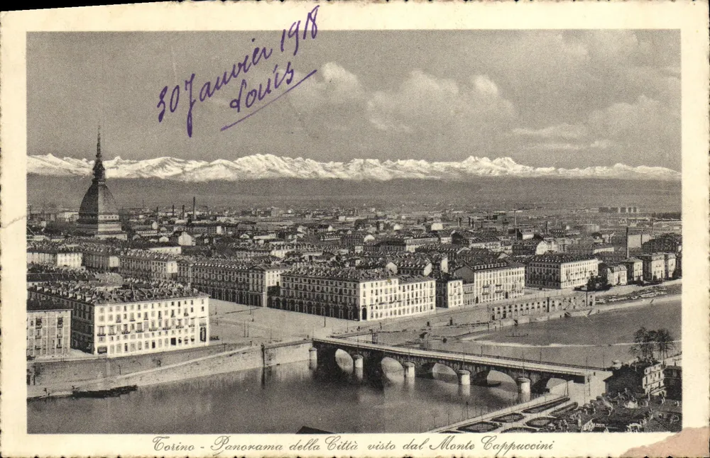 Turin - Panoramablick auf die Stadt vom Monte Cappuccini — Edit. Brunner & C., Como, italienische Stiografica - Vorderseite