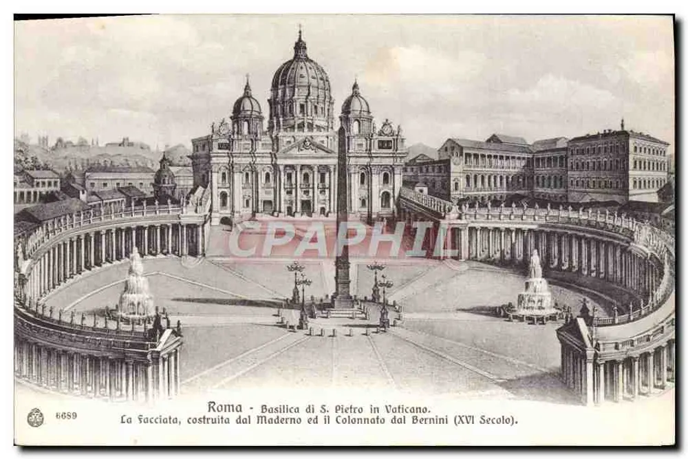 Rom - Basilika von S. Peter im Vatikan — Die Piazza errichtet von Maderno und das Kolonnaden von Bernini (16. Jahrhundert) — Brunner & C., Como-Zürich - Vorderseite