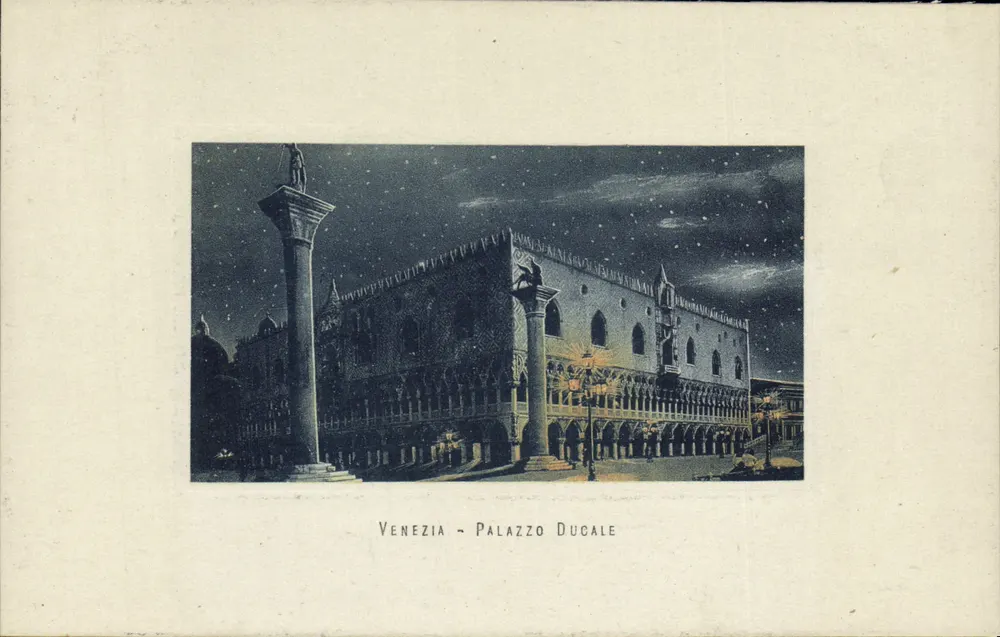 Veneza - Palácio Ducal — vista noturna sob um céu estrelado — editor desconhecido, número de série não visível - Frente