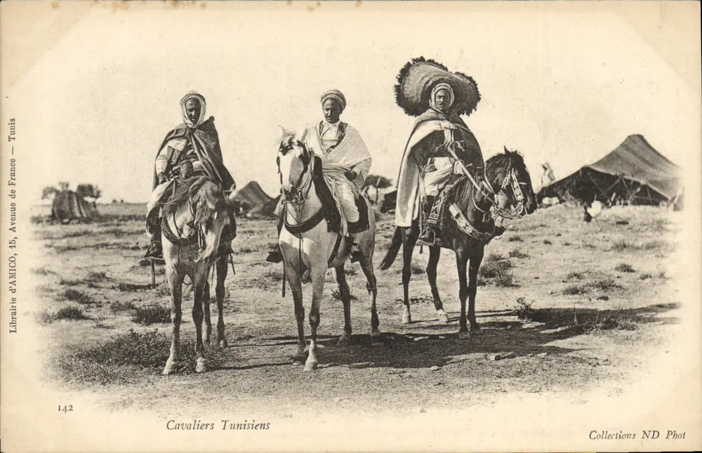 Cavaliers Tunisiens — Livraria de AMICO, 15, Avenida da França — Tunis — n° 142 - Frente