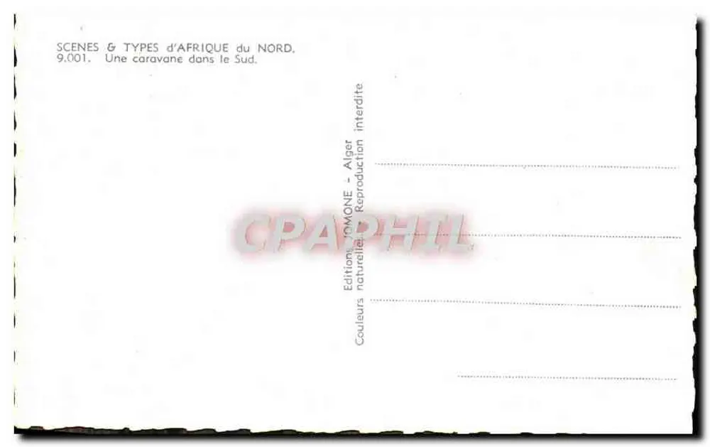 Karawanen im Süden — Nordafrika — Éditions naturelles, Alger, n° 9.001 - Rückseite
