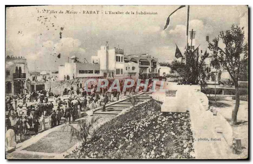 Rabat - L'Escalier de la Subdivision — éditeur Schmitt, photo, Rabat - Frente