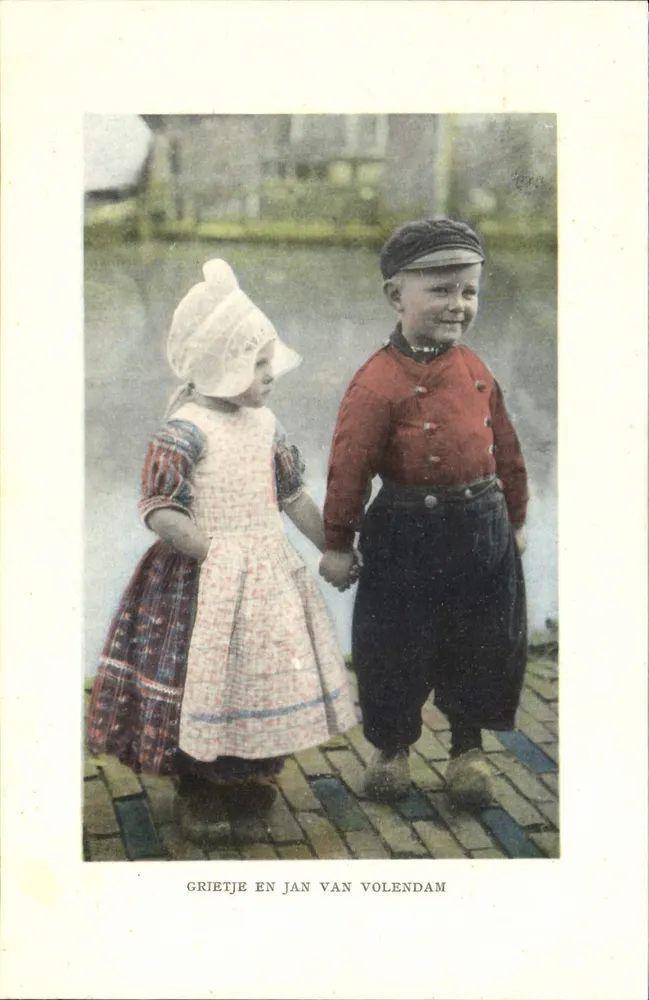 Grietje und Jan van Volendam — Kinder in traditioneller Kleidung — Firma F. B. den Boer, Middelburg, Nr. 364 - Vorderseite