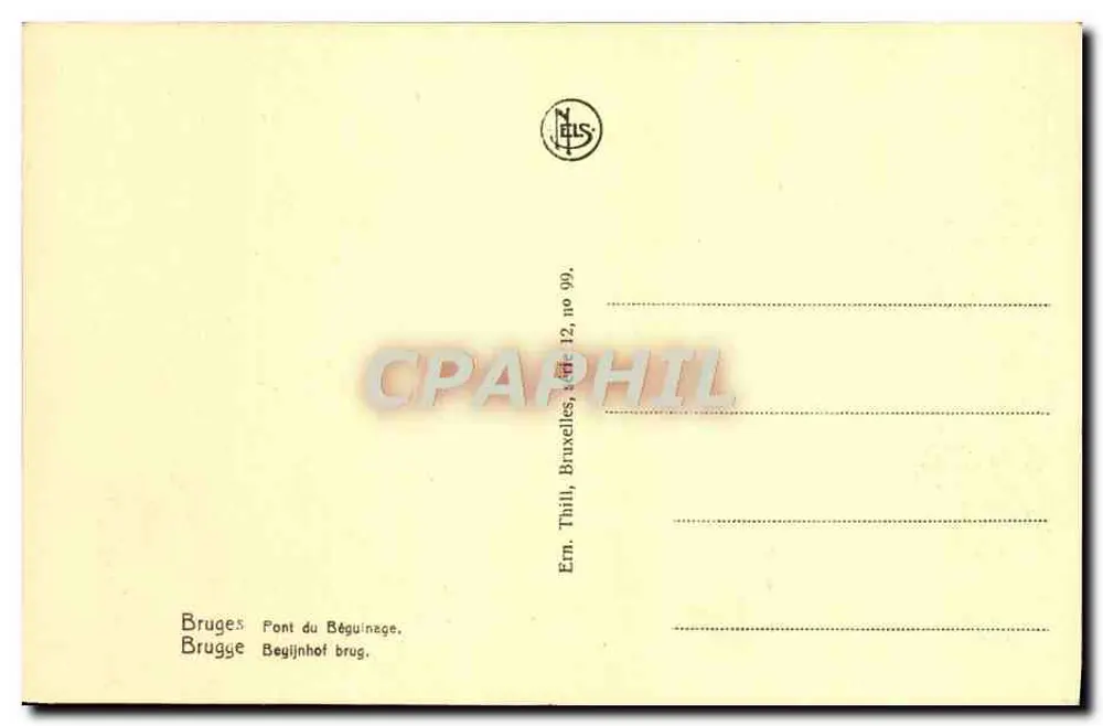 Bruges - Ponte del Béguinage — Editore Thill, n° 12, serie 09 - Verso
