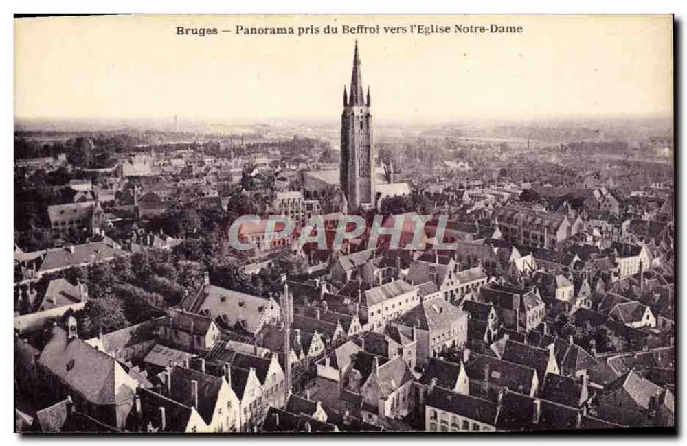 Bruges — Panorama pris du Beffroi vers l'Église Notre-Dame — L'Illustration Générale, Série XIV N° 40 - Recto