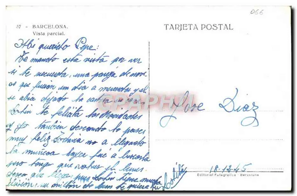 Vista parcial de Barcelona — Editorial Futegráfica, n° 056 - Verso
