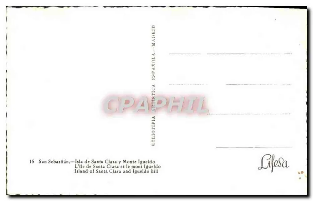 San Sebastián — Insel Santa Clara und Berg Iguedo — Verlag Lifesa, Serie 15 - Rückseite