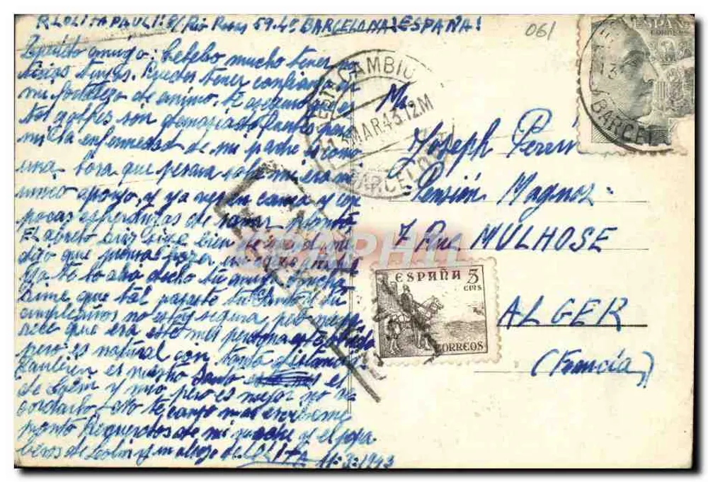 Barcelone - Rambla Canaletas — vue animée avec bâtiments et tramway, éditeur A. DEPECHE, n° 103 - Verso