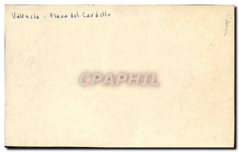 Valence: Plaza del Caudillo — luchtfoto — onbekende uitgever - Achterkant