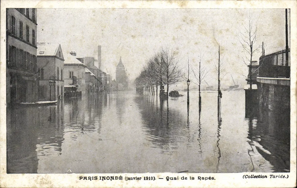 Paris inundado (janeiro de 1910) — Quai de la Rapée — Coleção Taride - Frente