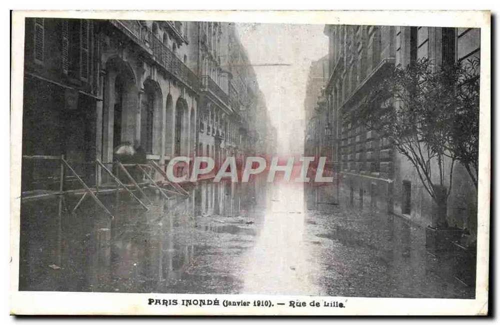 Paris inundado (janeiro de 1910) — Rue de Lille — edição não identificada - Frente