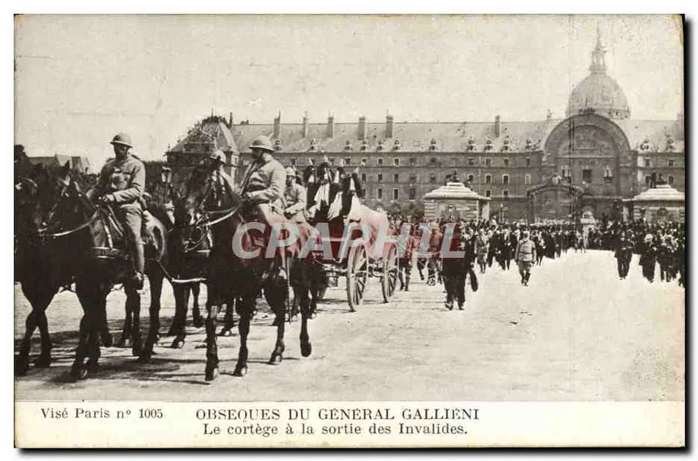 Trauerfeier des Generals Gallieni — Die Prozession verlässt die Invaliden — Visé Paris n° 1005 - Vorderseite