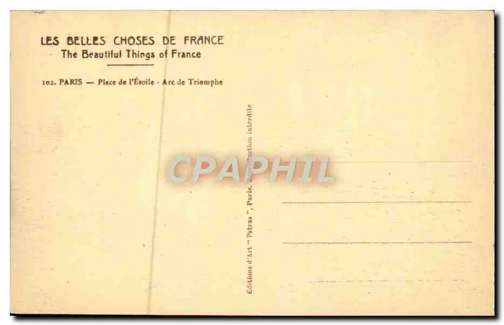 Paryż — Arc de Triomphe — Patras - Rewers