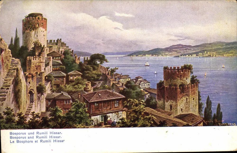 Bosphorus und Rumeli Hissar — Ansicht des Schlosses und der Meerenge — Verlag Levante, Serie 710 - Vorderseite
