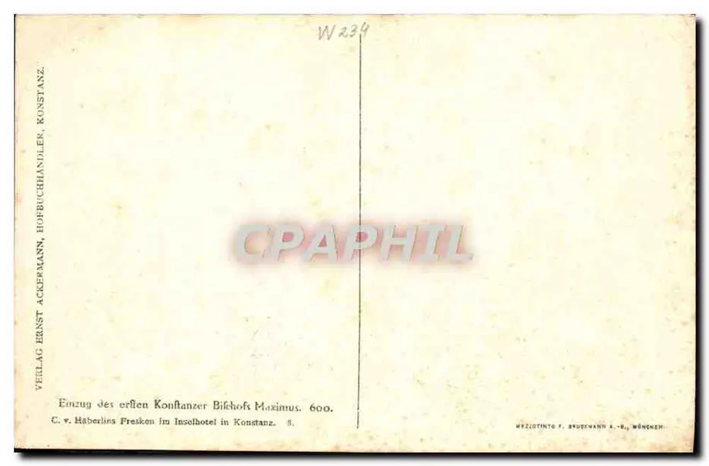 Entrada do primeiro bispo de Constança — Maximus — editor Ackermann, n° 600 - Verso