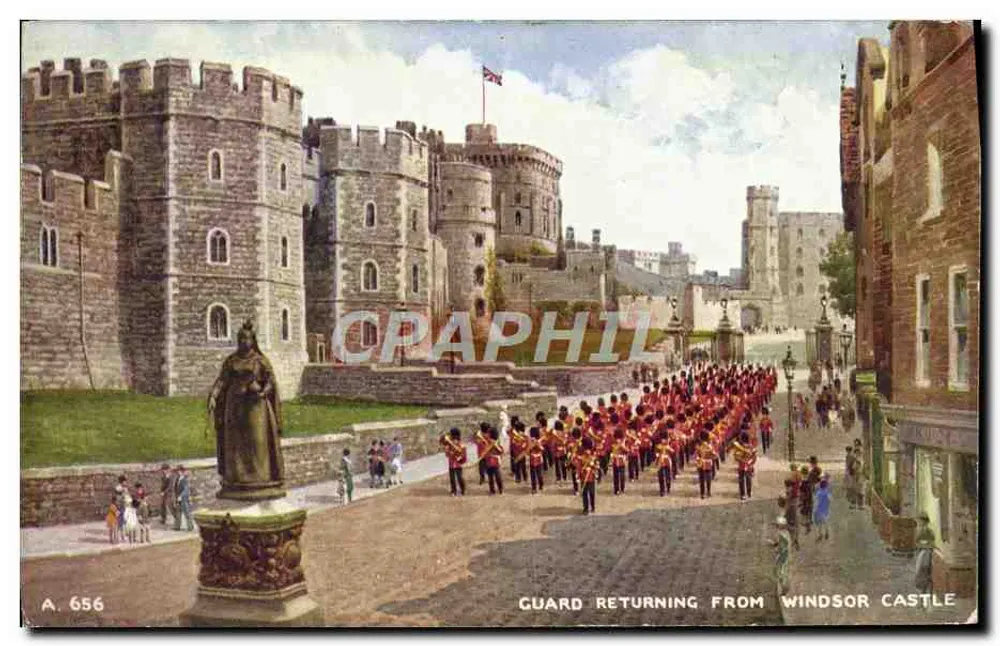 Guarda Retornando do Castelo de Windsor — A. 656 — Valentine's Postcard & Sons Ltd. - Frente