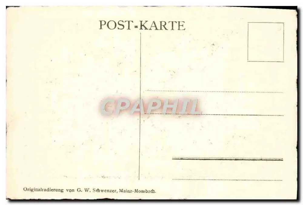 Ponte de Mainz — vista da cidade — gravura de G. W. Schwenzer, 1900 - Verso