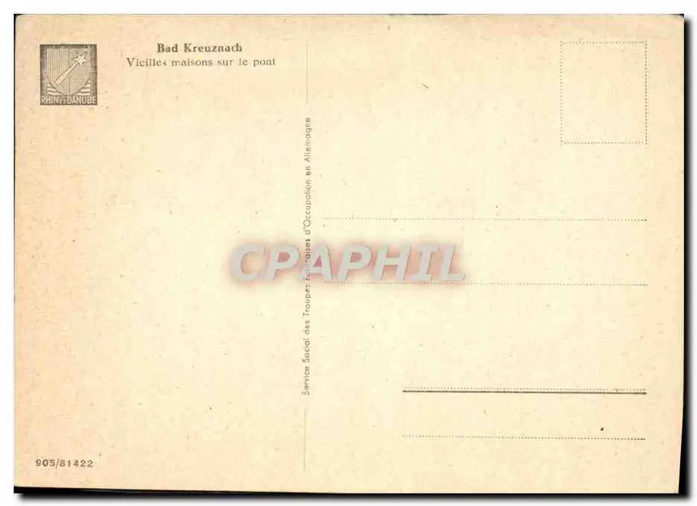 Bad Kreuznach — Pont à deux tours — éditeur : Service Social des Troupes - Verso