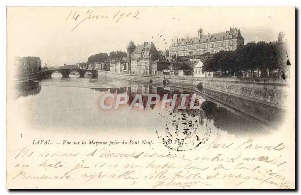 Laval — Ansicht der Mayenne vom Neuen Brücke — unbekannter Verlag, Nr. 5 - Vorderseite