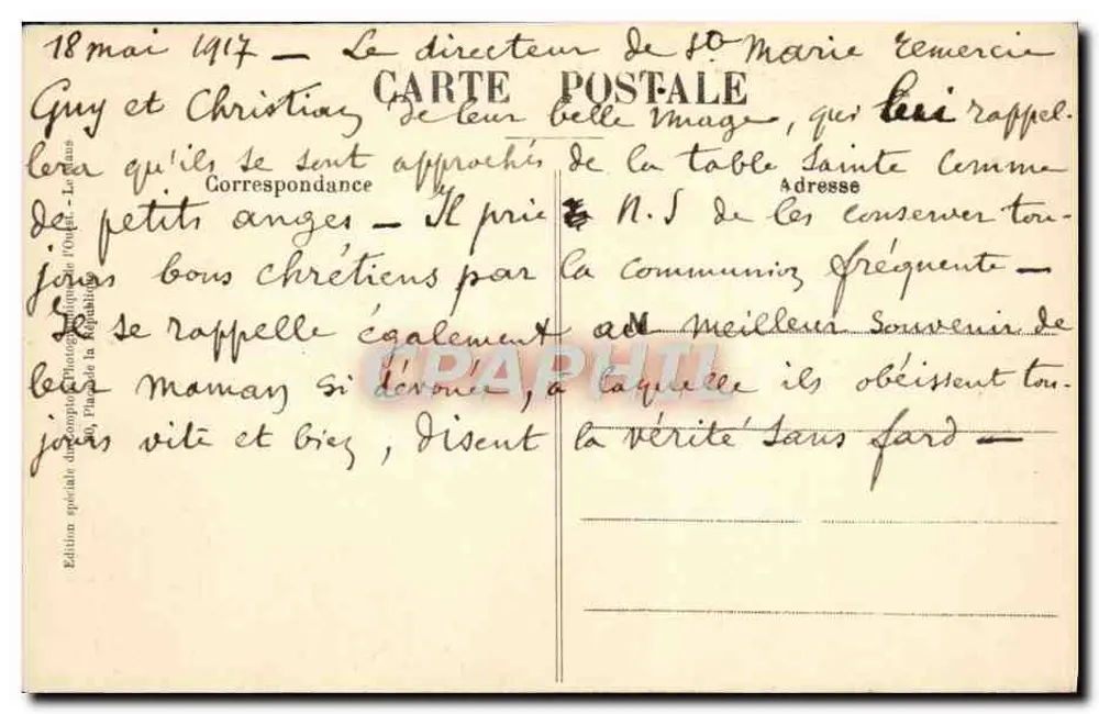 Casa Santa Maria, LE MANS, 48, Boulevard Négrier — Edição especial da Escola da Catedral - Verso